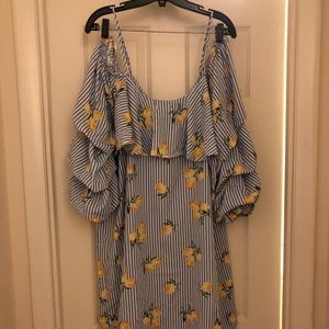 Lemon cold shoulder dress